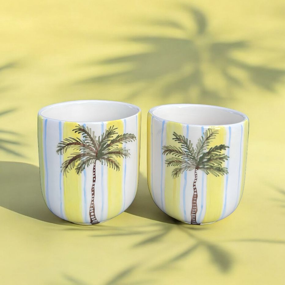 Palm Dreams Seramik Bardak – Tropik Renklerde Yaz Hissi