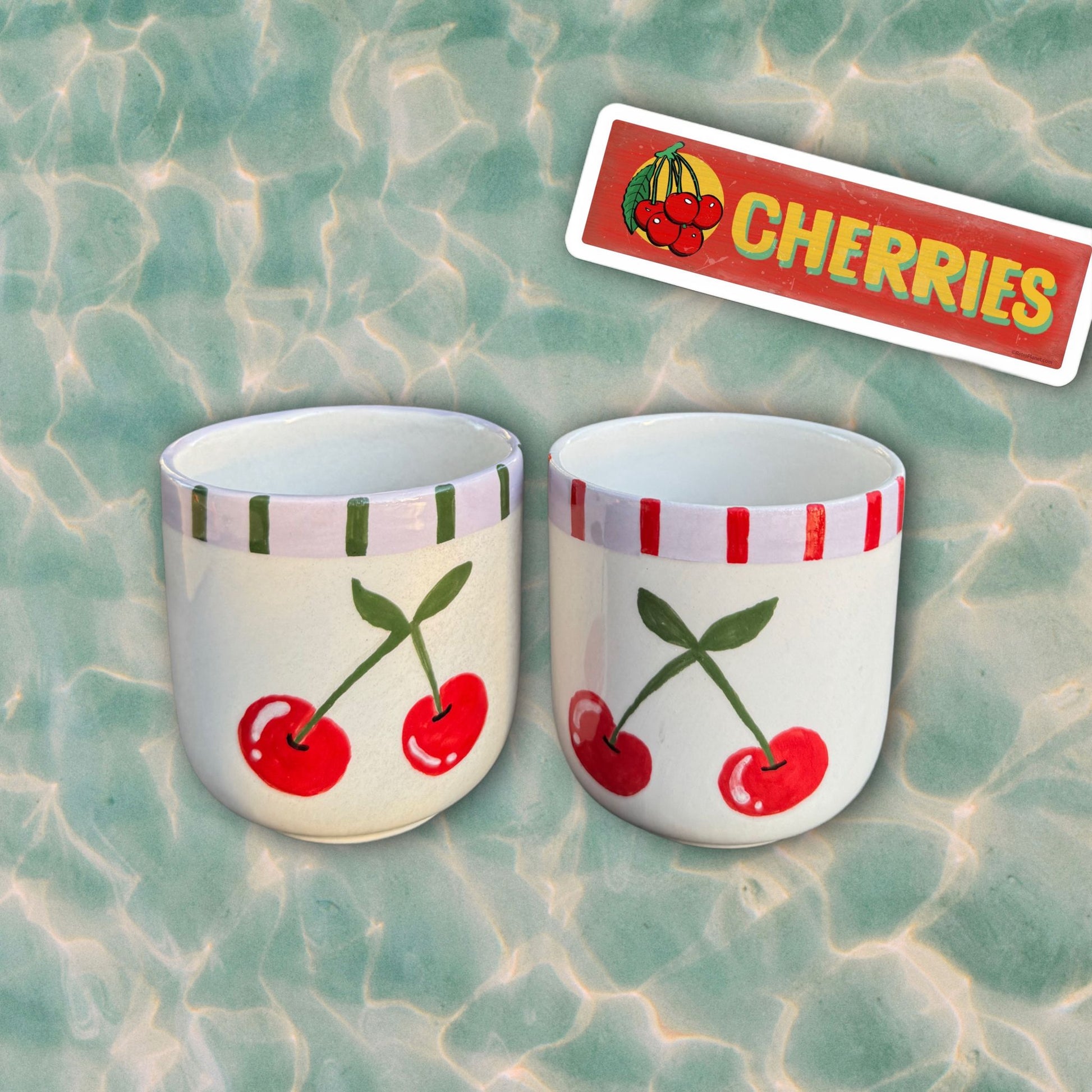 Cherry Picked – El Yapımı Kiraz Desenli Kupa Seti