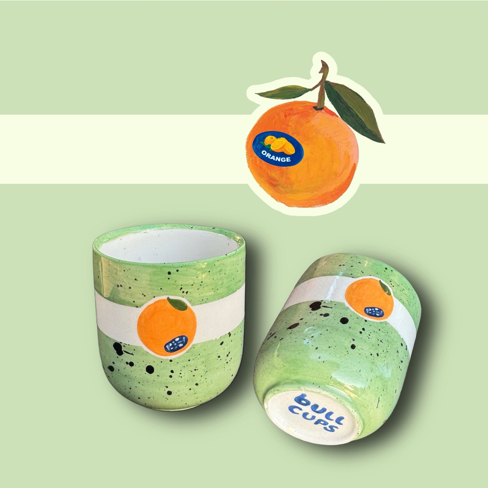 Freshly Picked – Portakal Desenli El Yapımı Seramik Kupa