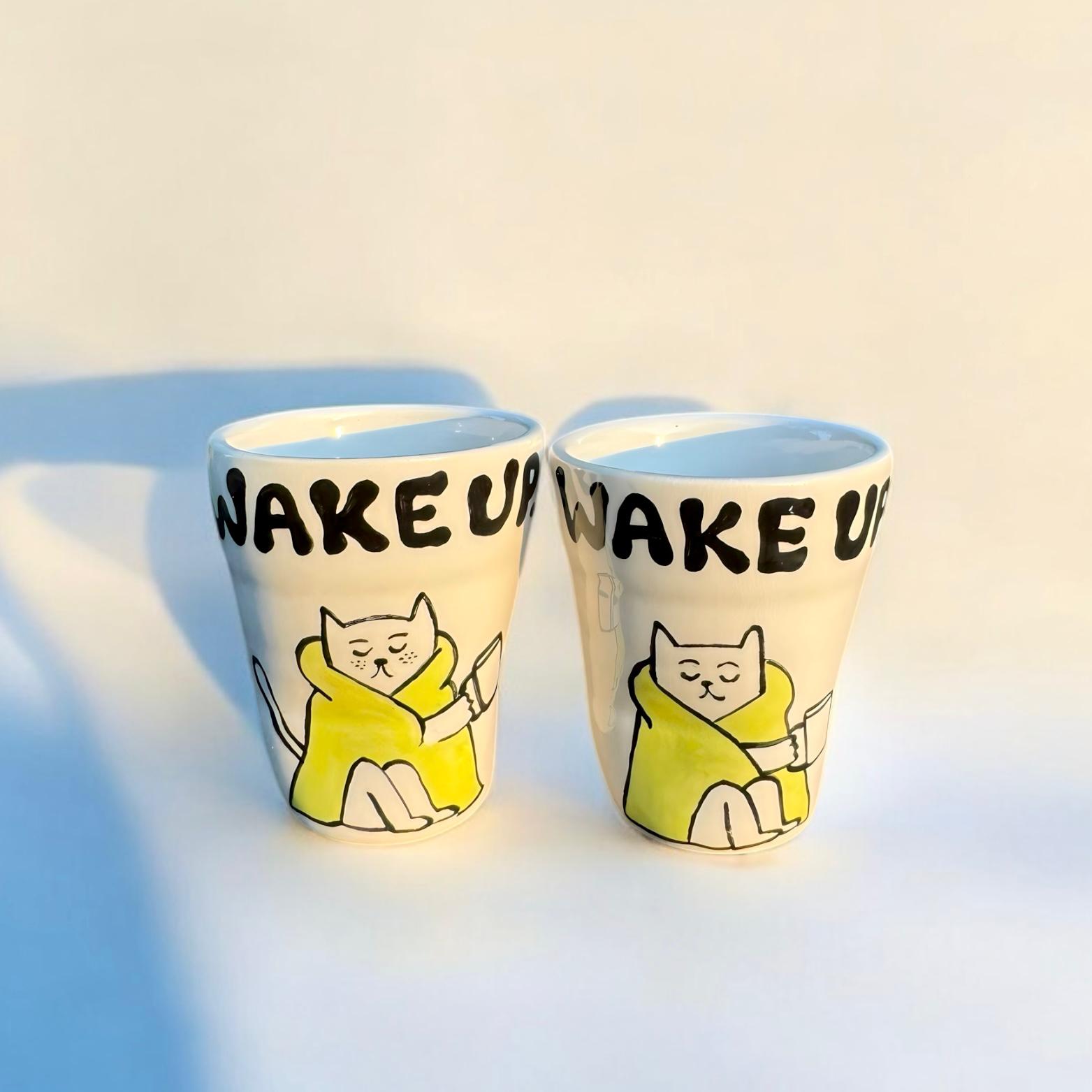Wake Up Kupa – El Yapımı Seramik Kedi Serisi