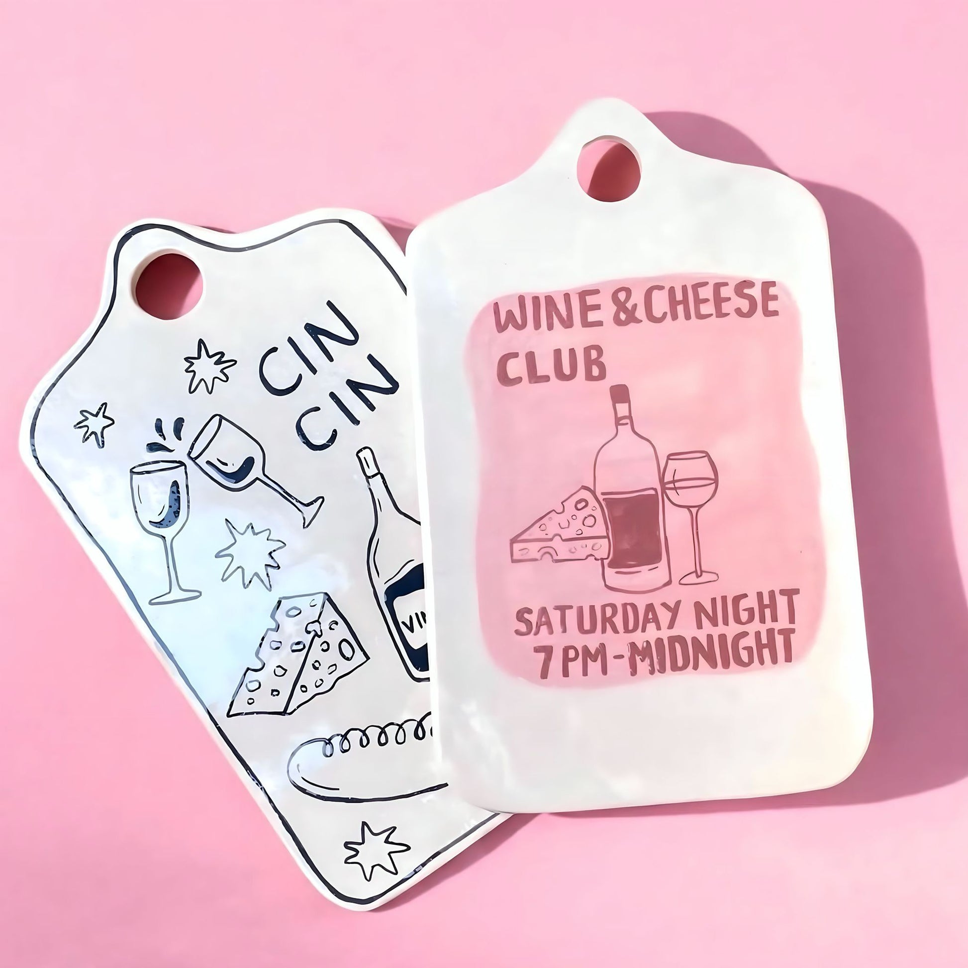Seramik Peynir Tabağı – Wine & Cheese Club / Cin Cin