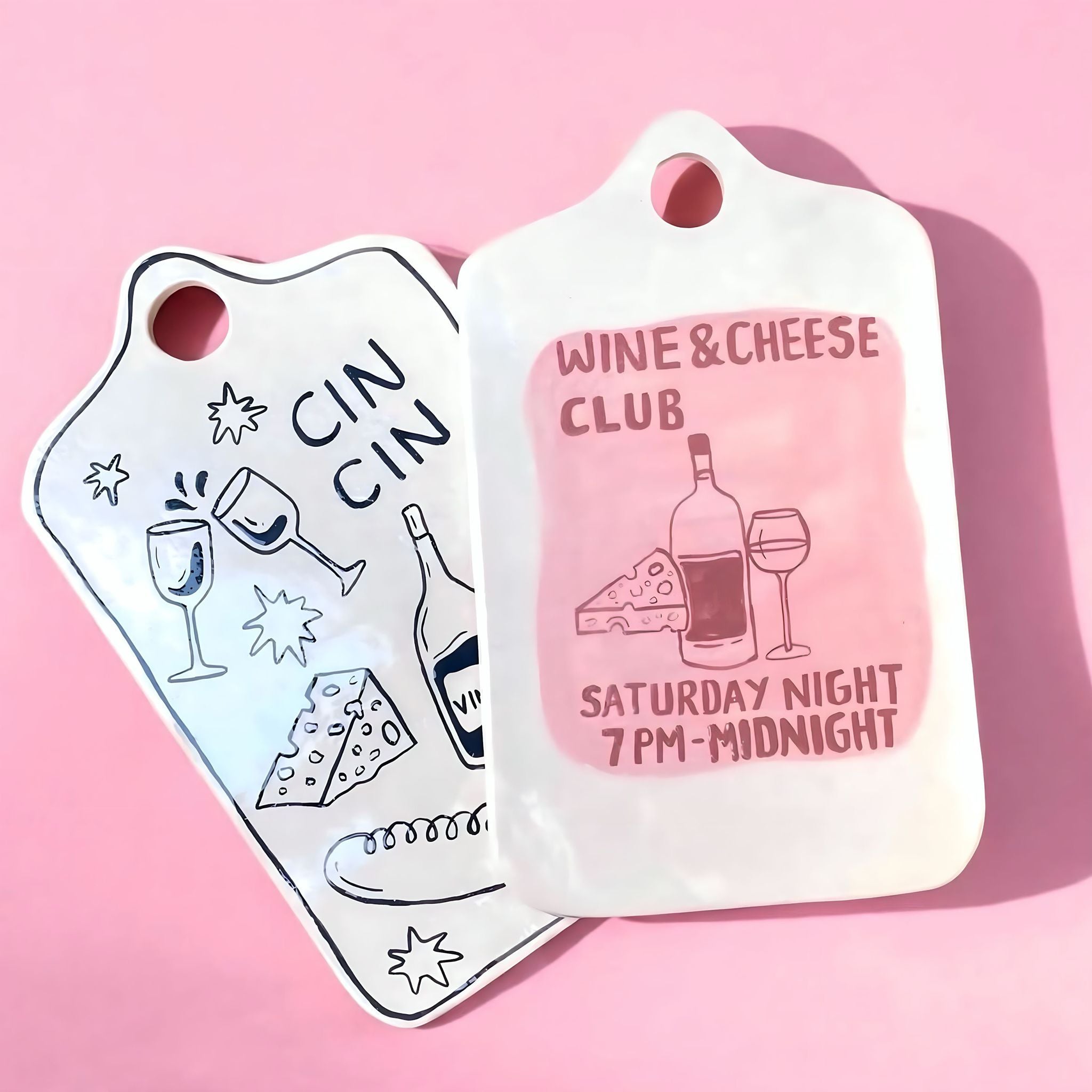 Seramik Peynir Tabağı – Wine & Cheese Club / Cin Cin