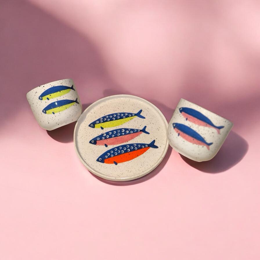 Les Petits Poissons Seramik Tabak & Kupa Seti