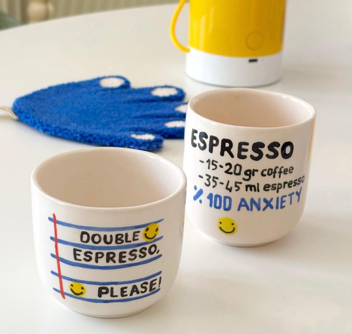 Double Espresso Please! – El Yapımı Seramik Kupa